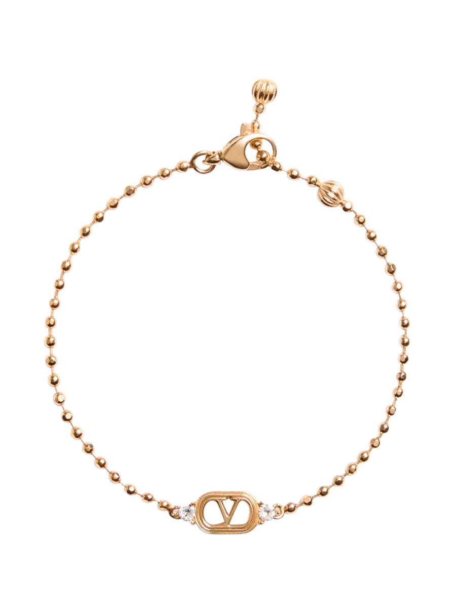Valentino Garavani Vlogo Plate Brass Bracelet — Gold Bracelets