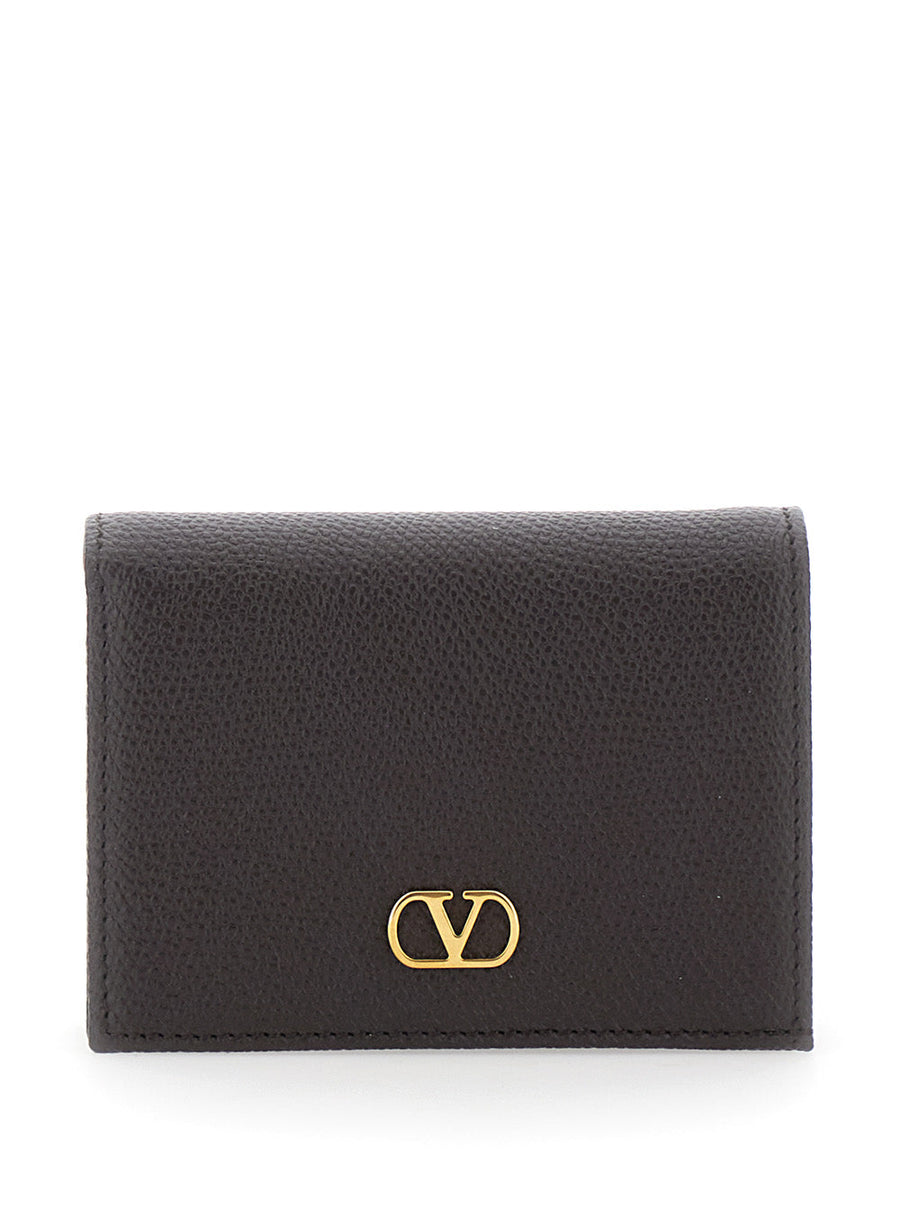Valentino Garavani Calf Leather Flap Wallet — Brown