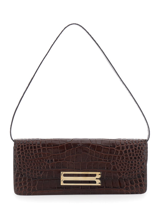 Victoria Beckham Dorian Clutch — Brown Calf Leather