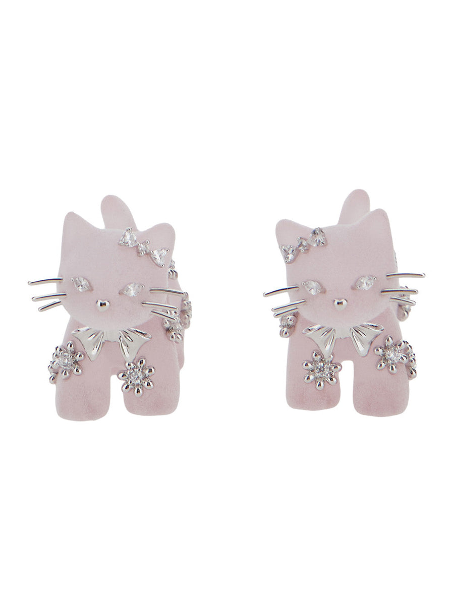 Yvmin Earrings — Pink Fabric With Metal Accents