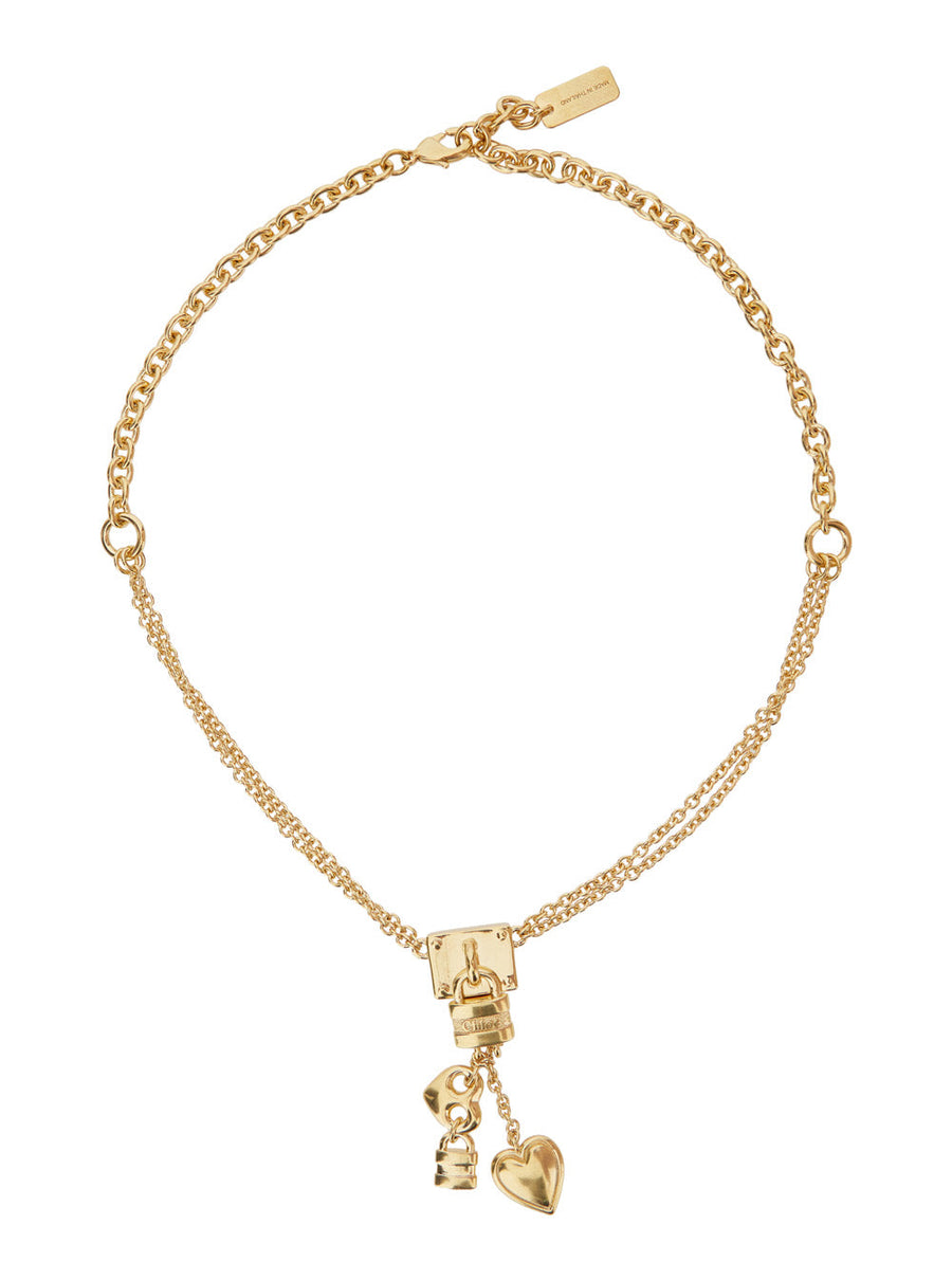 Chloé Gold-Plated Chain With Charm Pendants Necklace — Gold Brass Necklaces