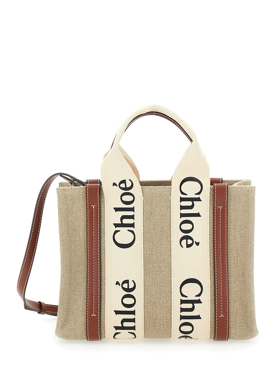 Chloé Woody Tote Bag — Beige Linen