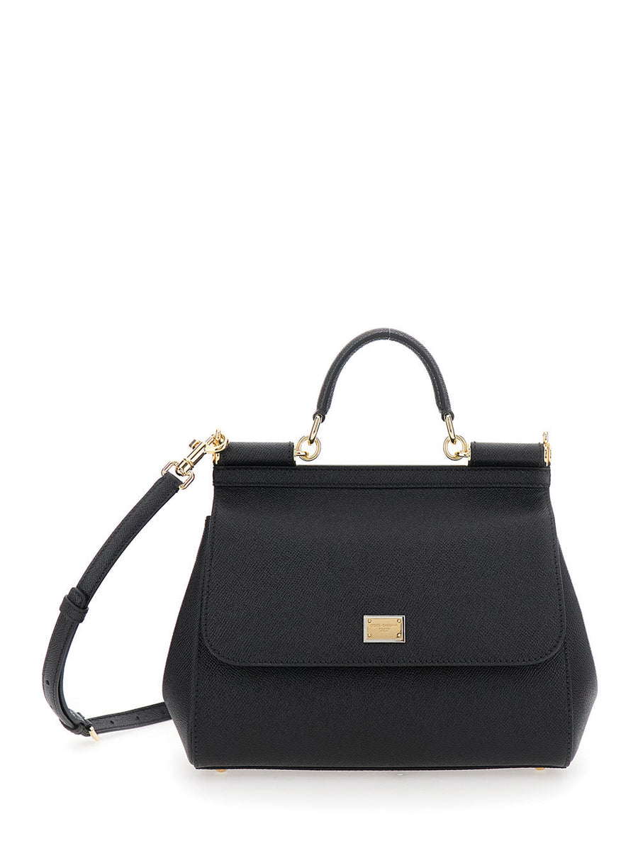 Dolce & Gabbana Sicily Top Handle Bag — Black Cotton