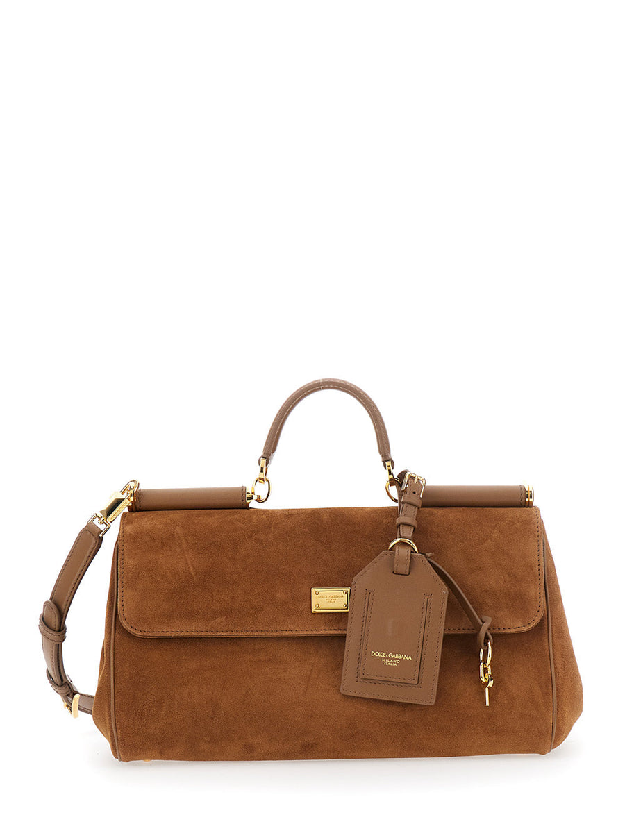 Dolce & Gabbana My Sicily Shoulder Bag — Beige Suede