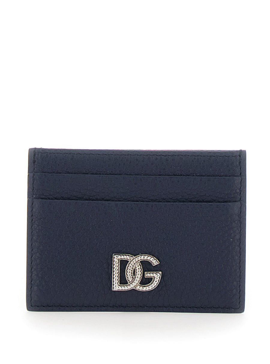 Dolce & Gabbana Grained Leather Card Case — Blue Cases
