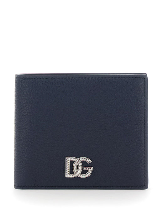 Dolce & Gabbana Bi-Fold Leather Wallet — Navy