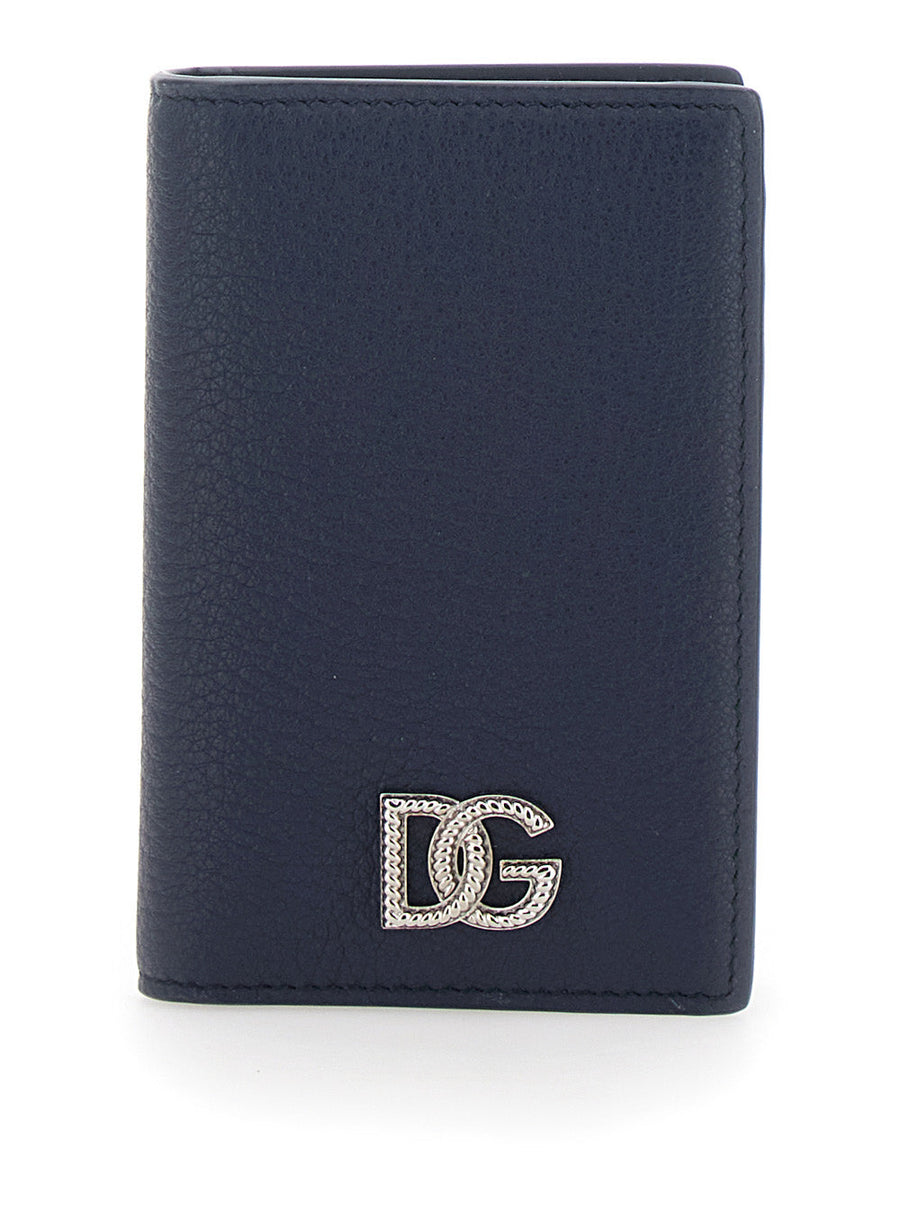 Dolce & Gabbana Grained Leather Card Case — Blue Cases