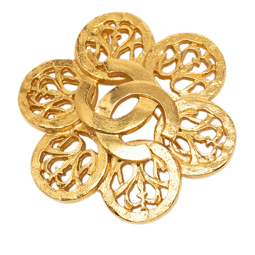CC Gold Plated Flower Brooch - Image 1