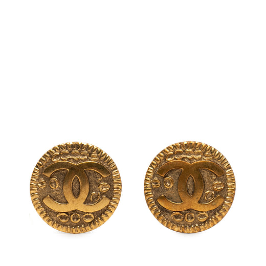 CC Gold Plated Round Clip On Earrings - Image 1