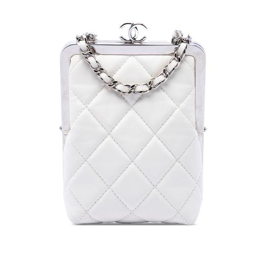 CC Quilted Acrylic and Lambskin Evening Clutch With Chain - Image 1