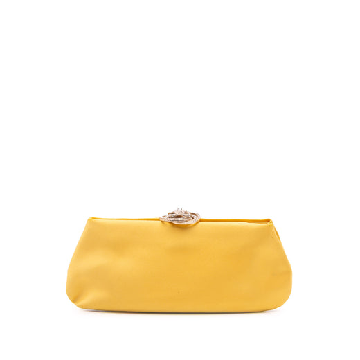 Satin Crystal Camellia Evening Frame Clutch - Image 1