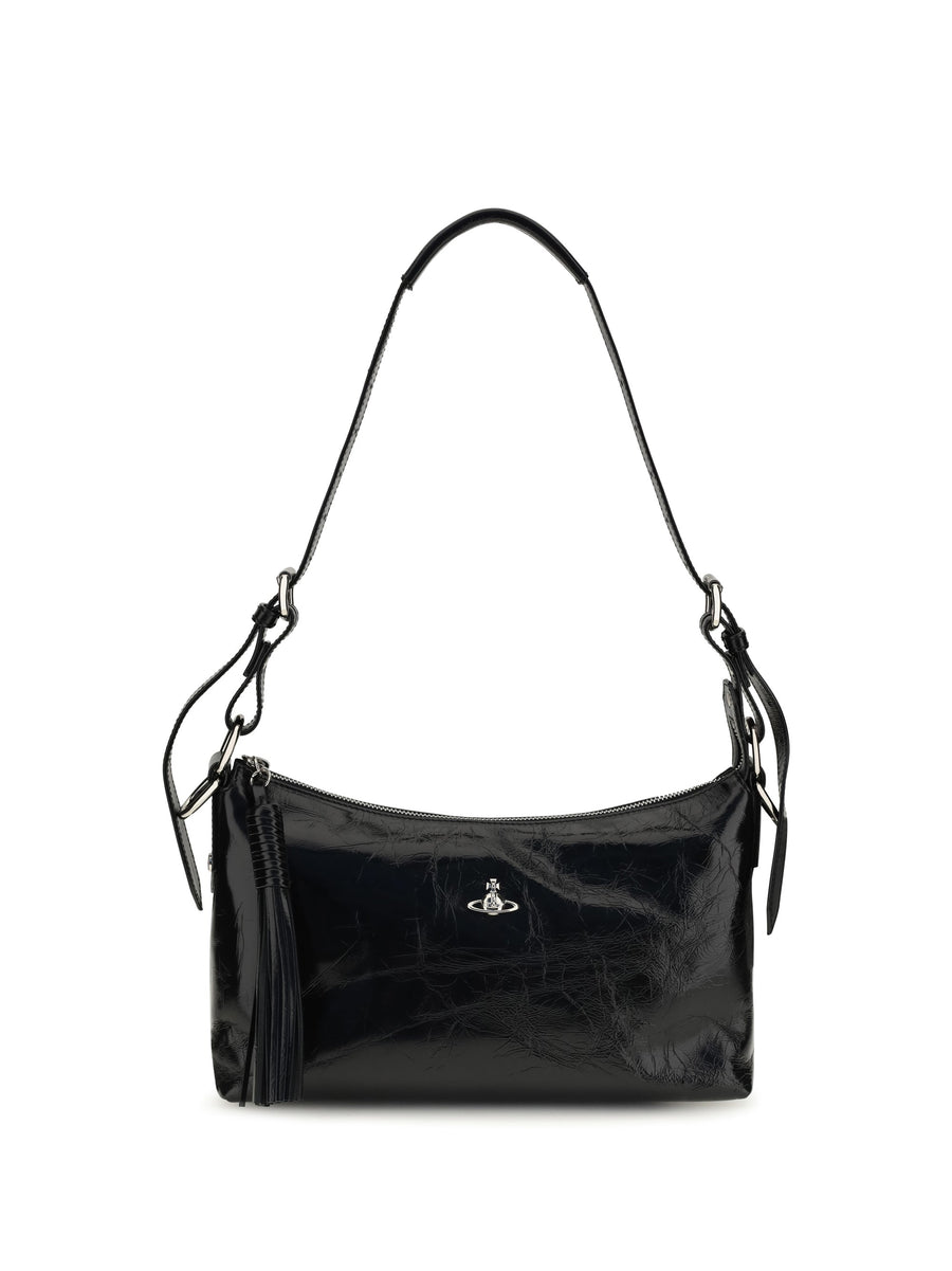 Vivienne Westwood Emma Shoulder Bag — Black Calf Leather Bos Taurus