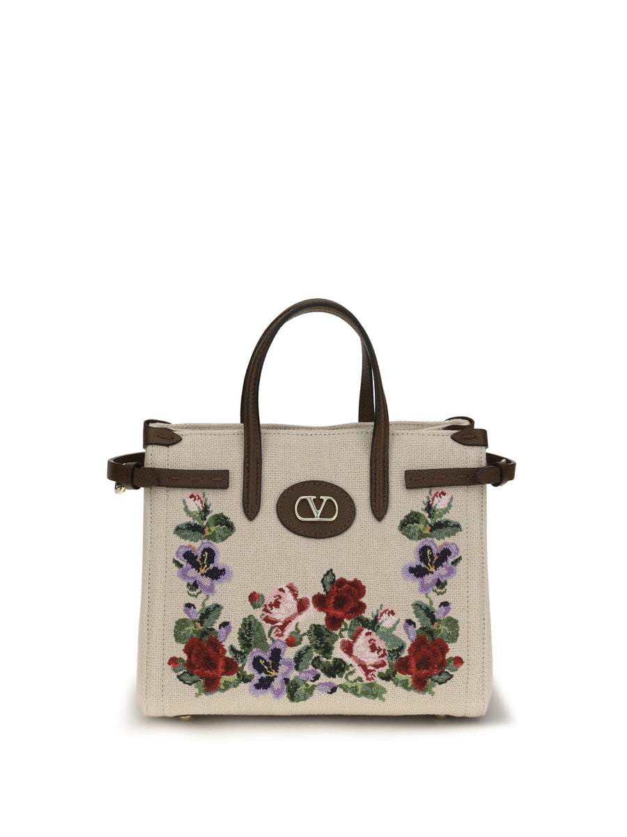 Valentino Garavani Antibes Top Handle Bag — Beige Linen