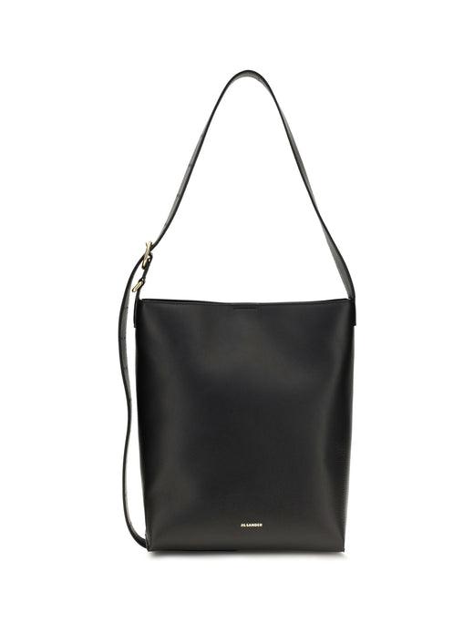 Jil Sander Cannolo Shoulder Bag — Black Calf Leather Bos Taurus