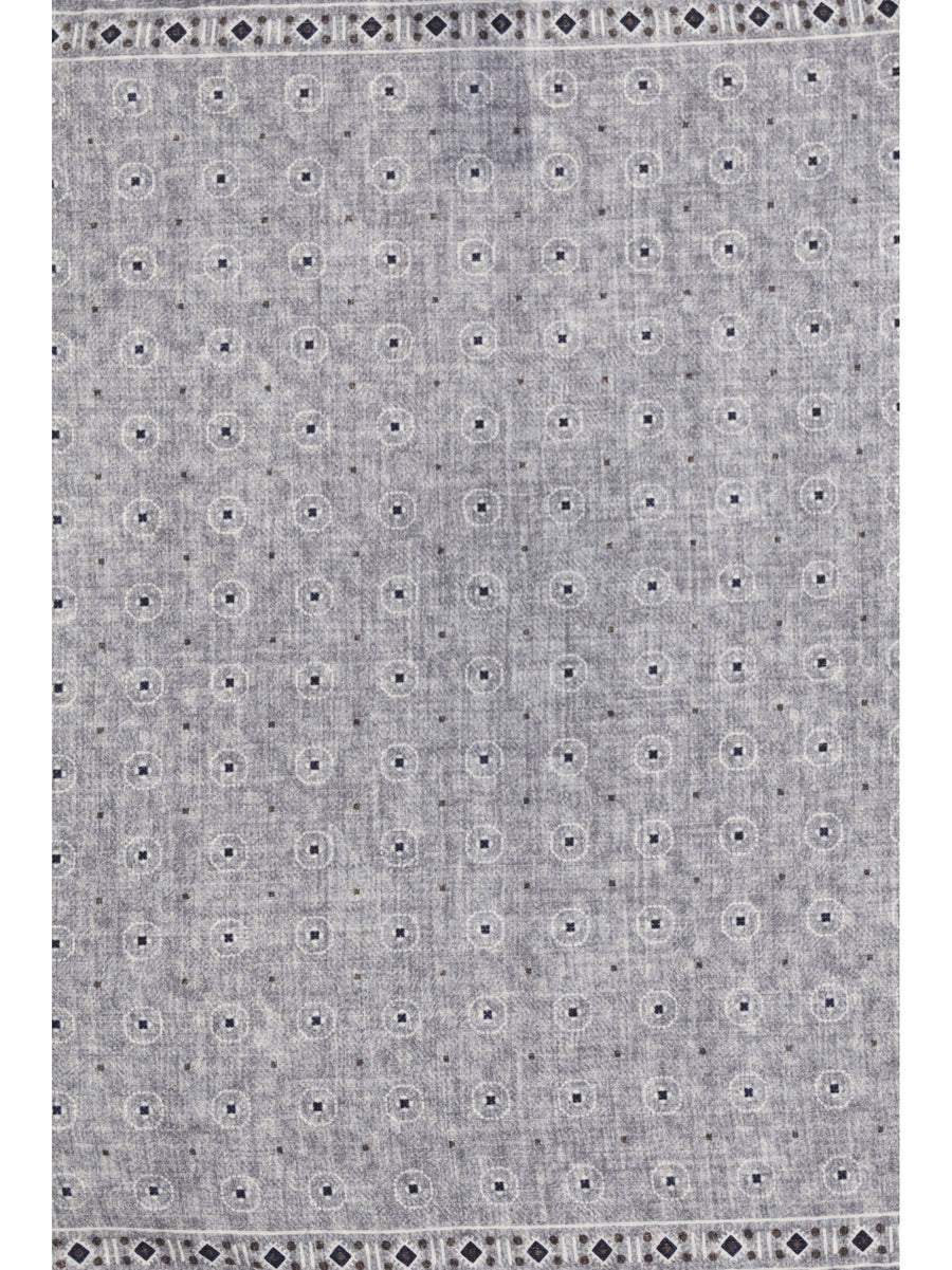 Brunello Cucinelli Silk Ethnic Motif Pocket Square — Gray Accessory