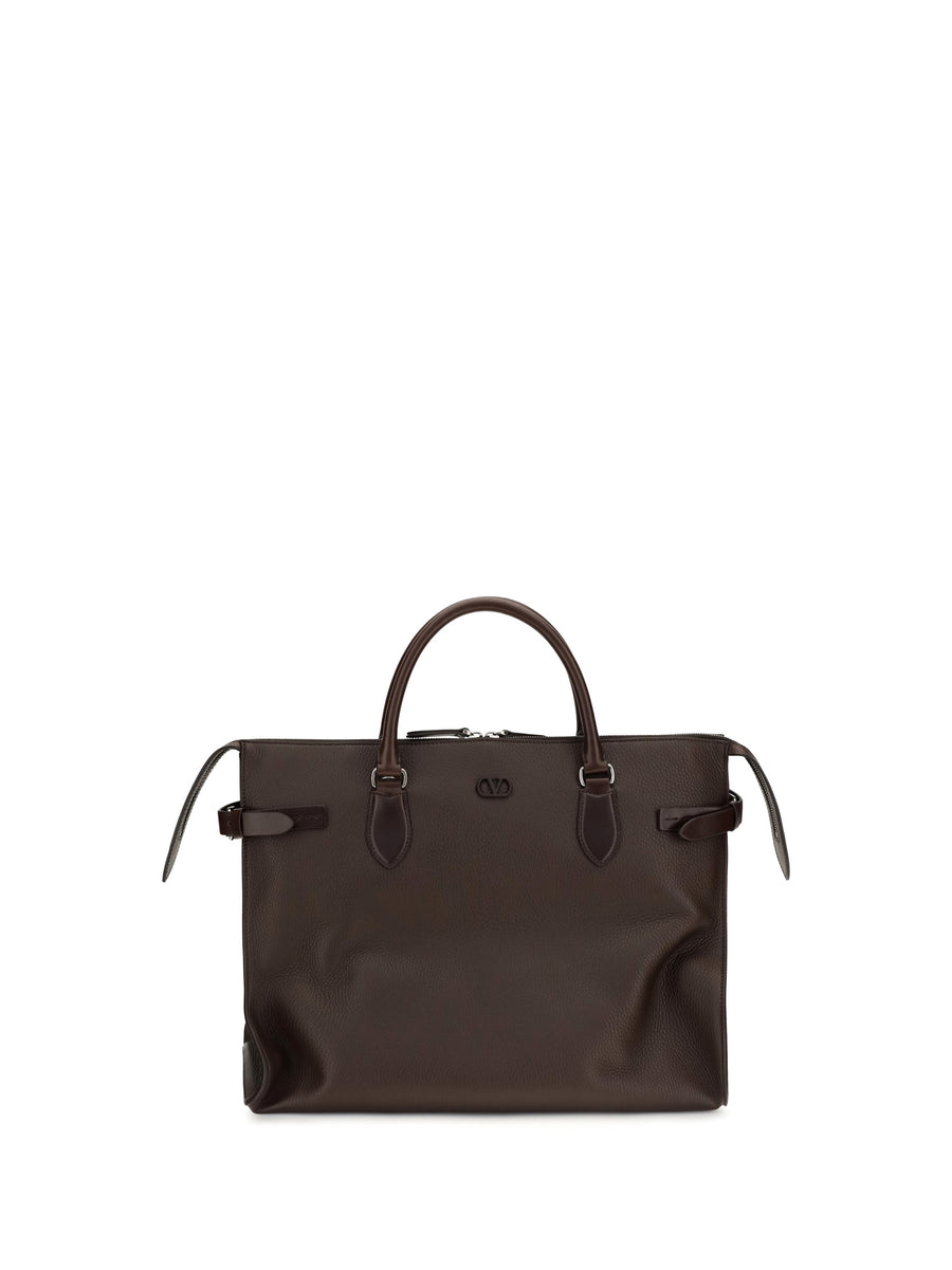 Valentino Garavani Top Handle Bag — Brown Calf Leather Bos Taurus
