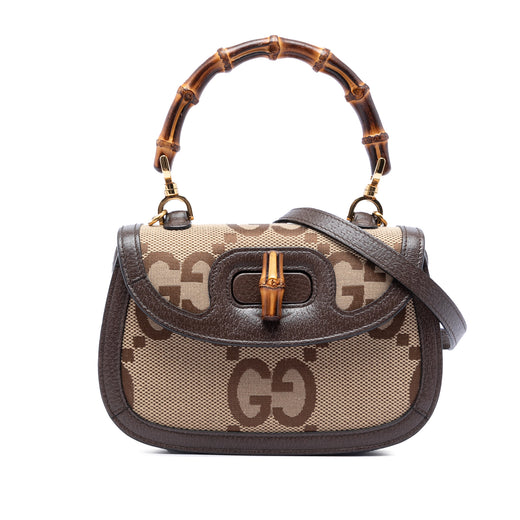 Small Jumbo GG Canvas Bamboo 1947 Top Handle Bag - Image 1