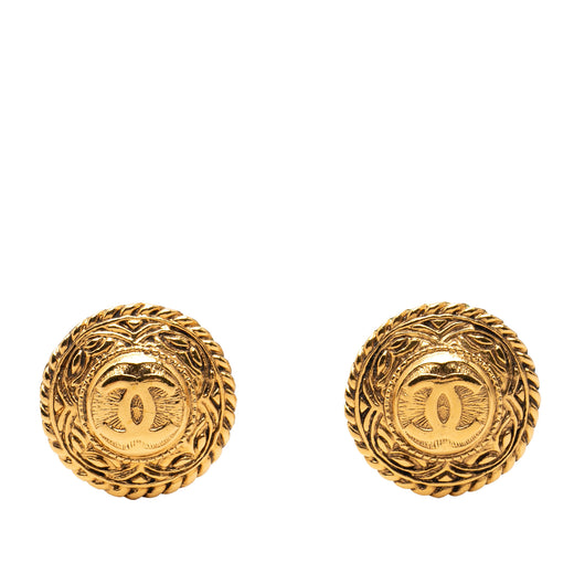 CC Gold Plated Round Clip On Earrings - Image 1