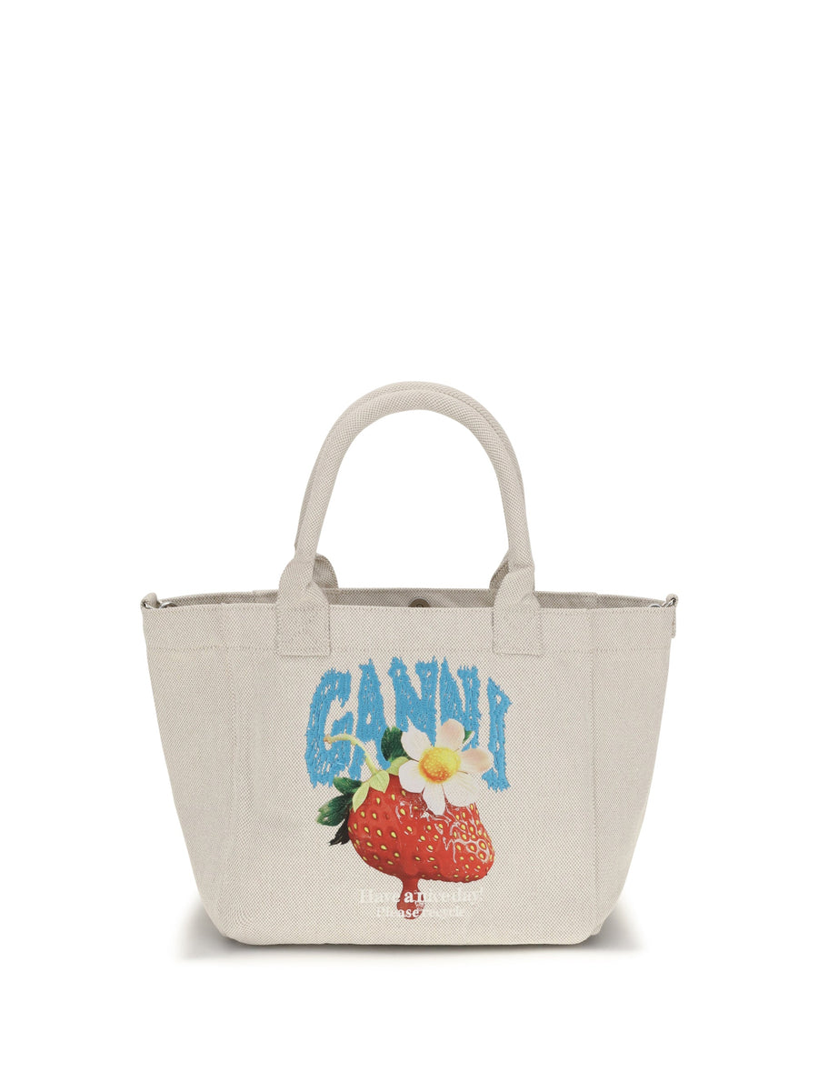 Ganni Easy Shoulder Bag — Beige Polyester