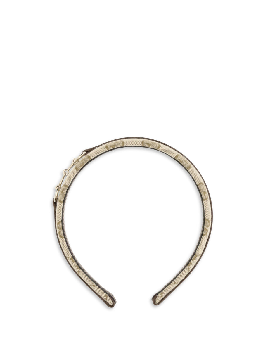 Gucci Gg Monogram With Horsebit Headband — Brown Fabric Headbands