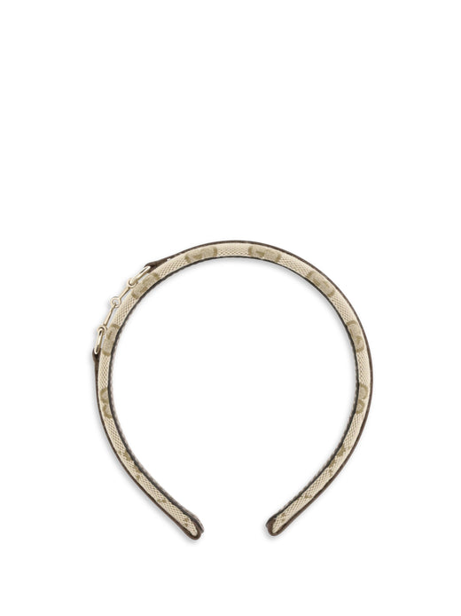 Gucci Gg Monogram With Horsebit Headband — Brown Fabric Headbands