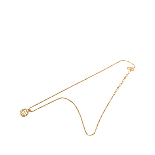 Gold Plated CD Logo Twisted Round Pendant Necklace - Image 1