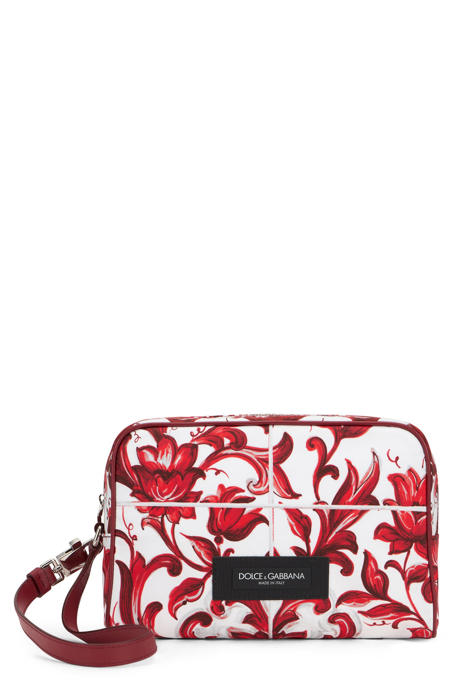Dolce & Gabbana Majolica Print Calfskin Clutch — Red