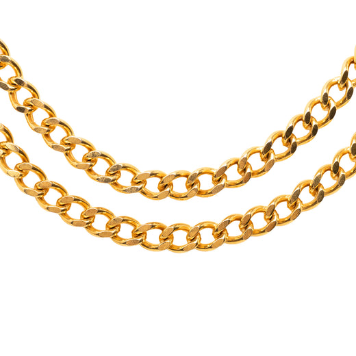 Gold Plated Double Strand Link Chain Necklace - Image 1