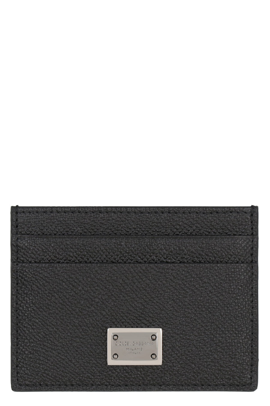 Dolce & Gabbana Pebbled Calfskin Card Case — Black Wallets Cardholders