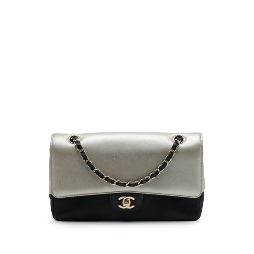 Medium Classic Bicolor Caviar and Iridescent Calfskin Double Flap - Image 1