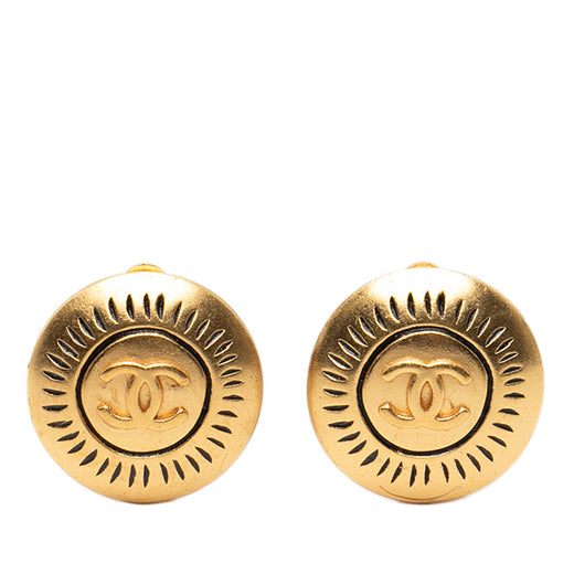 CC Gold Plated Round Clip On Earrings - Image 1