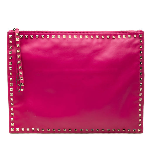 Large Leather Rockstud Clutch - Image 1
