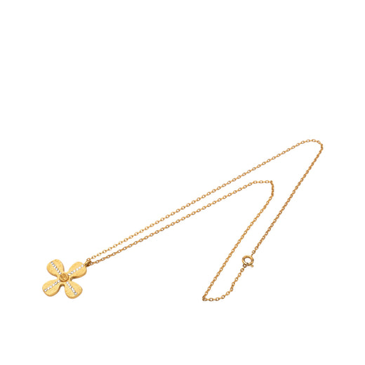 Gold Plated CC Crystal Clover Pendant Necklace - Image 1