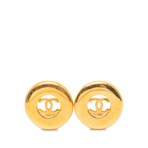 CC Gold Plated Round Clip On Earrings - Image 1