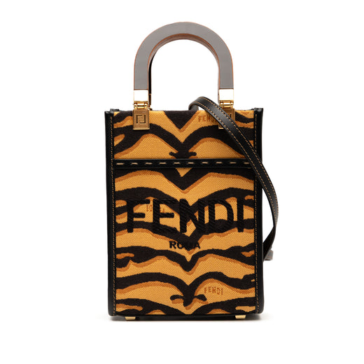 Mini Embroidered Canvas Tiger Print Sunshine Shopper Tote - Image 1
