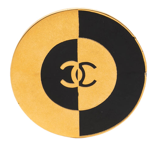 CC Gold Plated and Enamel Round Brooch - Image 1
