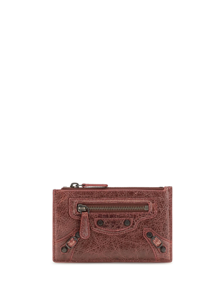 Balenciaga Le City Card Holder Wallet — Red Lamb Ovis Aries