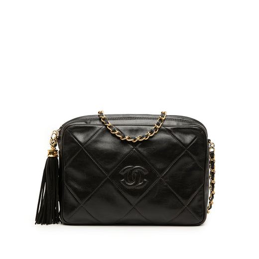 CC Diamond Quilted Lambskin Tassel Camera Bag - Image 1