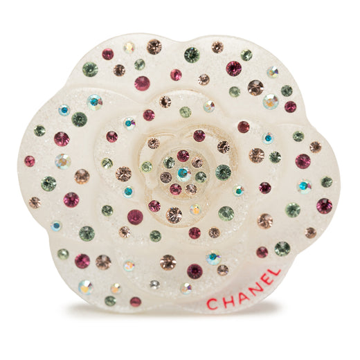 CC Resin and Crystal Camellia Brooch - Image 1