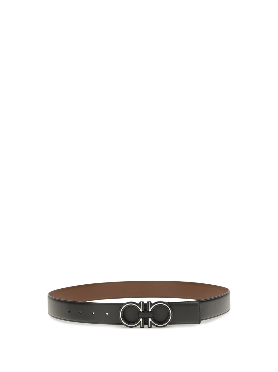 Ferragamo Reversible Leather Belt — Navy Calf