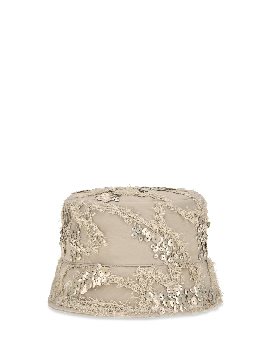 Brunello Cucinelli Mcap99001 Embroidered Sequin Bucket Hat — Beige Silk