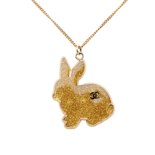 CC Gold Plated Resin Rabbit Pendant Necklace - Image 1