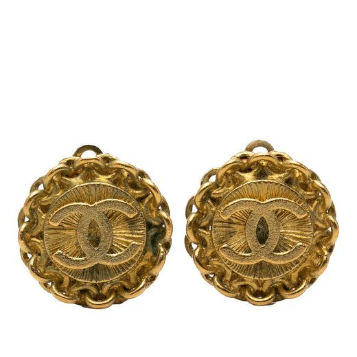 CC Gold Plated Round Clip On Earrings - Image 1