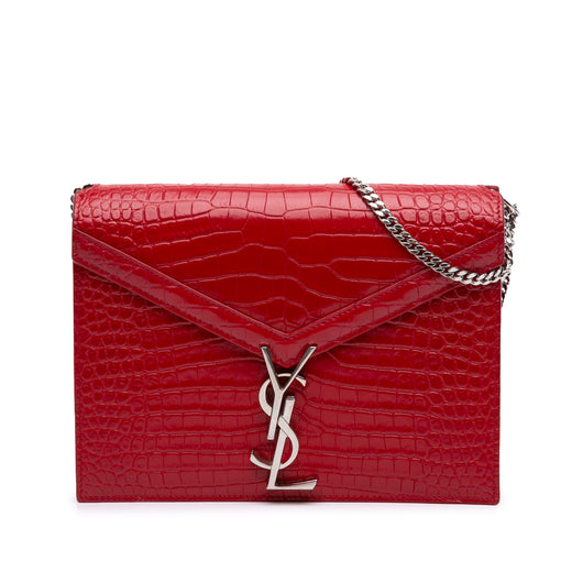Croc Embossed Leather Monogram Cassandra Clasp Bag - Image 1