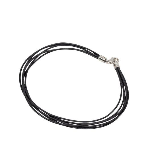Leather Multi Strand Cord Chocker Necklace - Image 1
