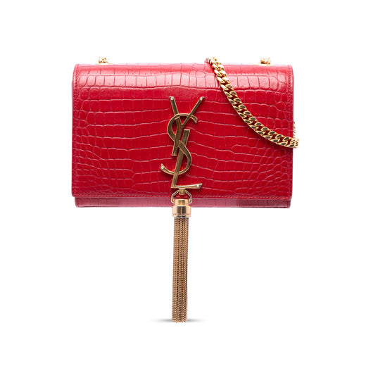 Small Croc Embossed Leather Kate Tassel Crossbody - Image 1