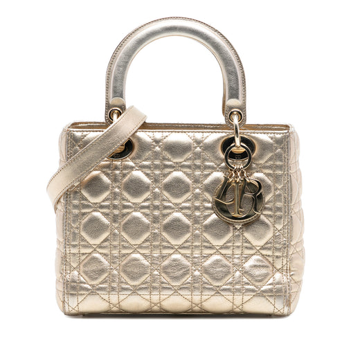 Medium Metallic Lambskin Cannage Lady Dior - Image 1