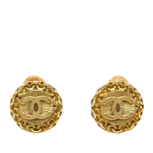 CC Gold Plated Round Clip On Earrings - Image 1