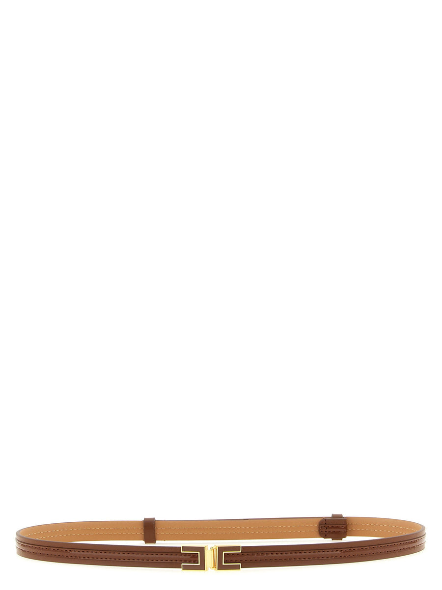 Elisabetta Franchi Logo-Buckle Belt — Cognac