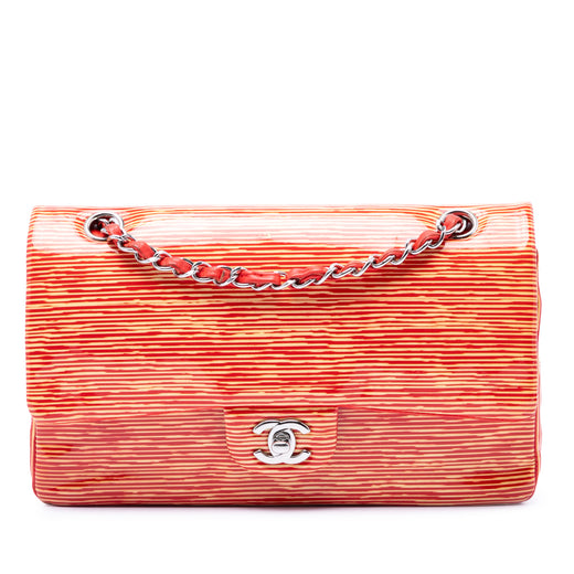 Medium Classic Patent Striped Double Flap - Image 1
